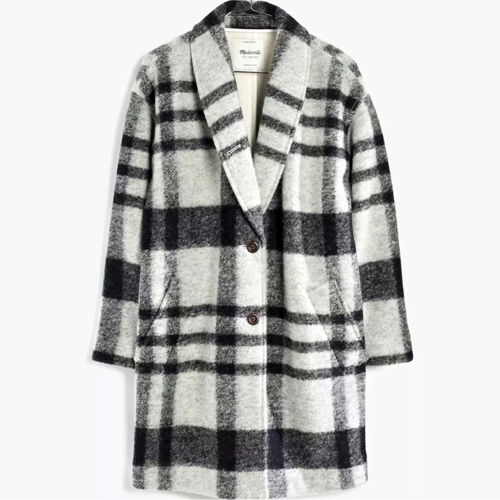 Madewell Florence wool blend plaid coat XS